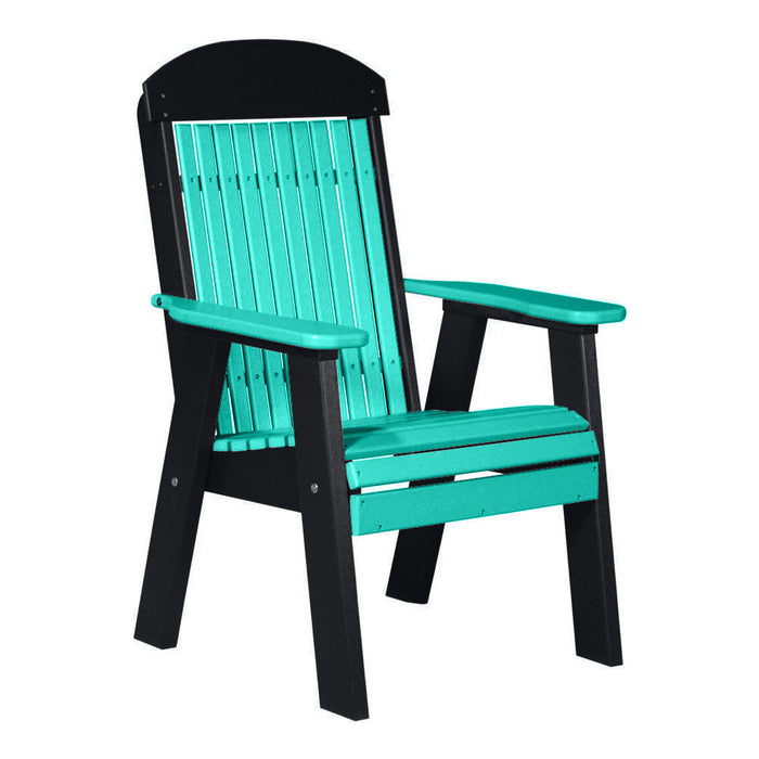 LuxCraft Aruba Blue 2' Classic Highback Recycled Plastic Chair With Cup Holder