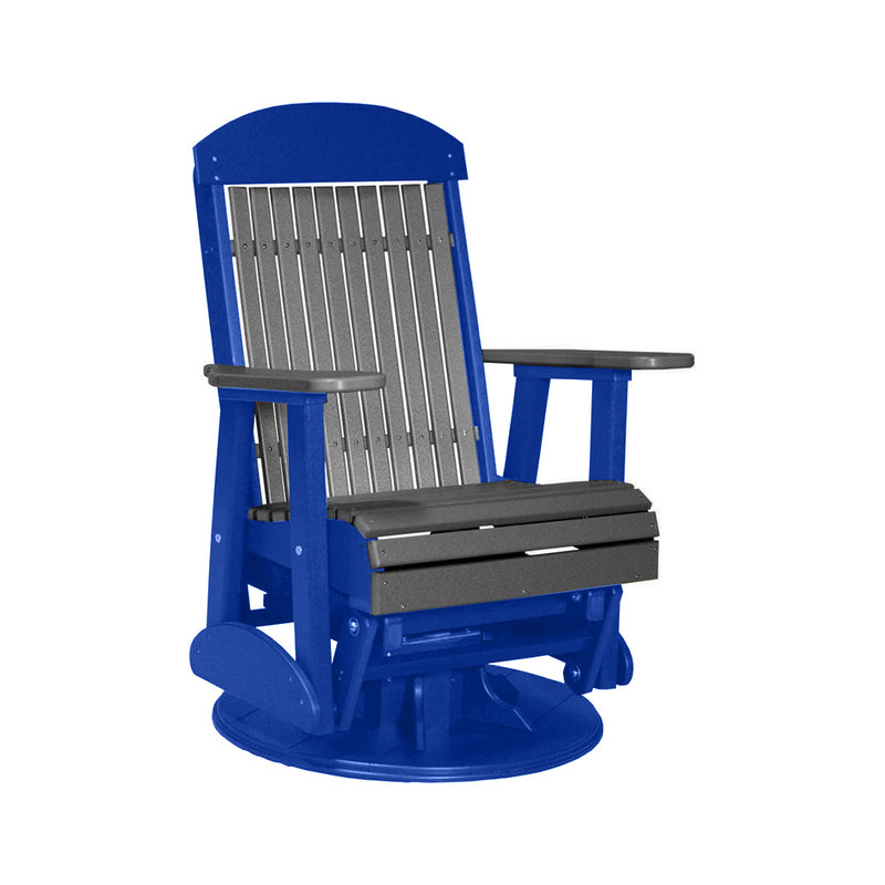 LuxCraft Slate 2 foot Classic Highback Recycled Plastic Swivel Glider Chair
