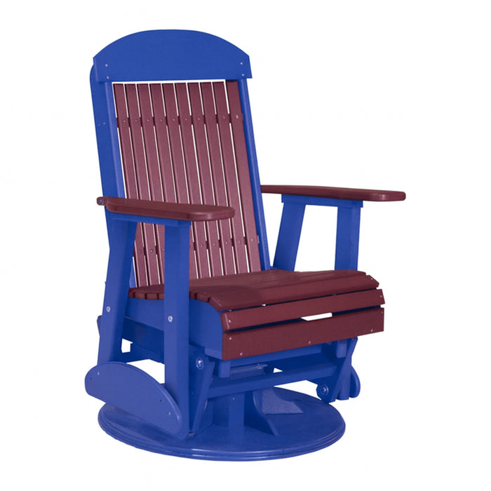 LuxCraft Cherry wood 2 foot Classic Highback Recycled Plastic Swivel Glider Chair