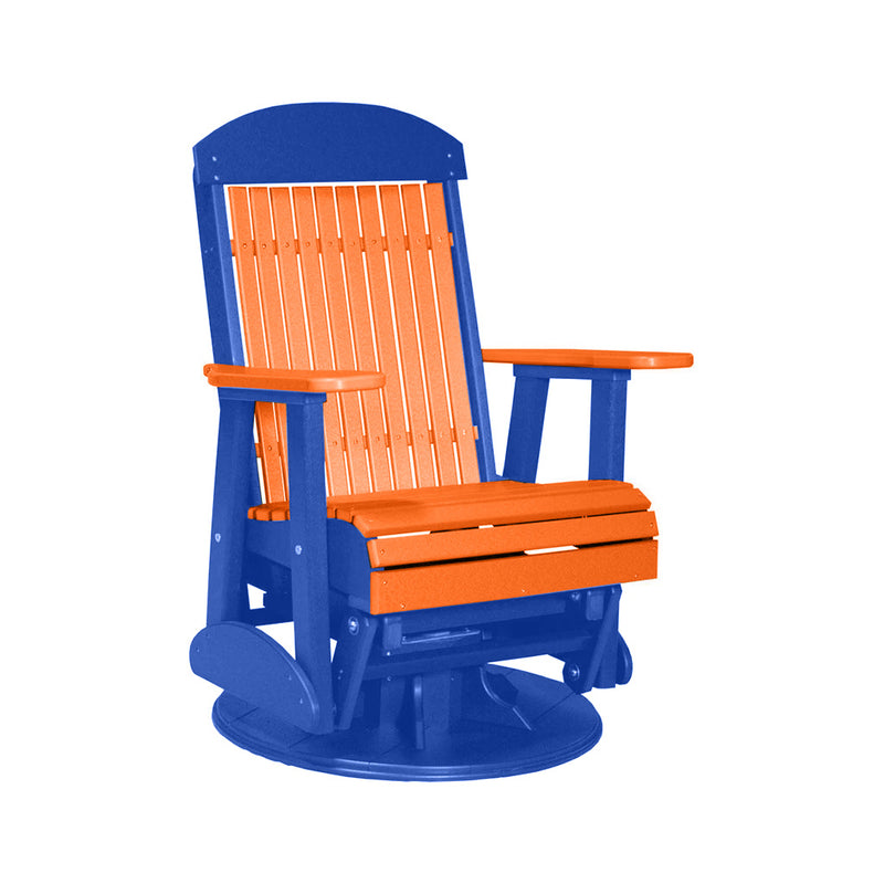 LuxCraft Tangerine 2 foot Classic Highback Recycled Plastic Swivel Glider Chair