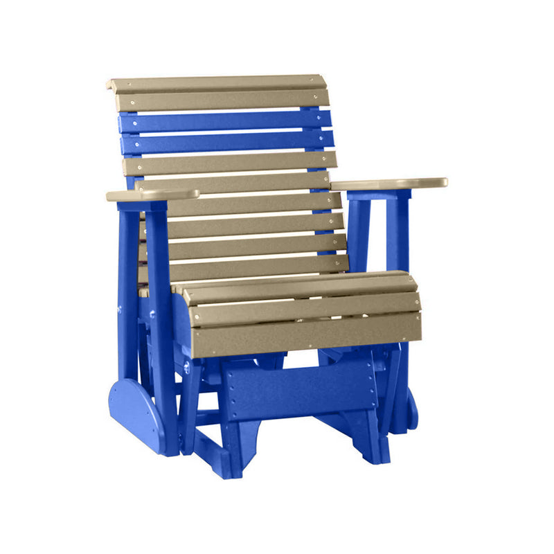 LuxCraft Weatherwood 2 foot Rollback Recycled Plastic Glider Chair With Cup Holder