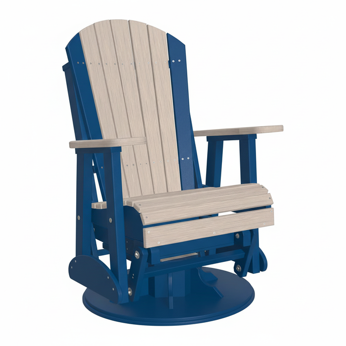 LuxCraft Birch 2 foot Classic Highback Recycled Plastic Swivel Glider Chair With Cup Holder