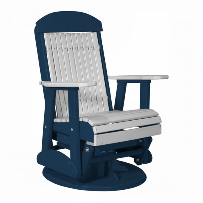 LuxCraft Dove Gray 2 foot Classic Highback Recycled Plastic Swivel Glider Chair