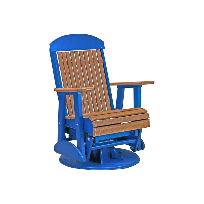 LuxCraft Antique Mahogany 2 foot Classic Highback Recycled Plastic Swivel Glider Chair With Cup Holder