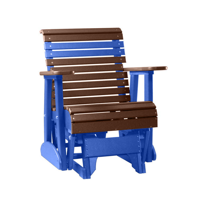 LuxCraft Chestnut Brown 2 foot Rollback Recycled Plastic Glider Chair With Cup Holder