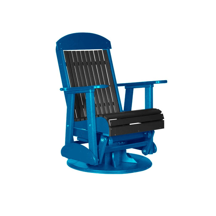 LuxCraft Black 2 foot Classic Highback Recycled Plastic Swivel Glider Chair