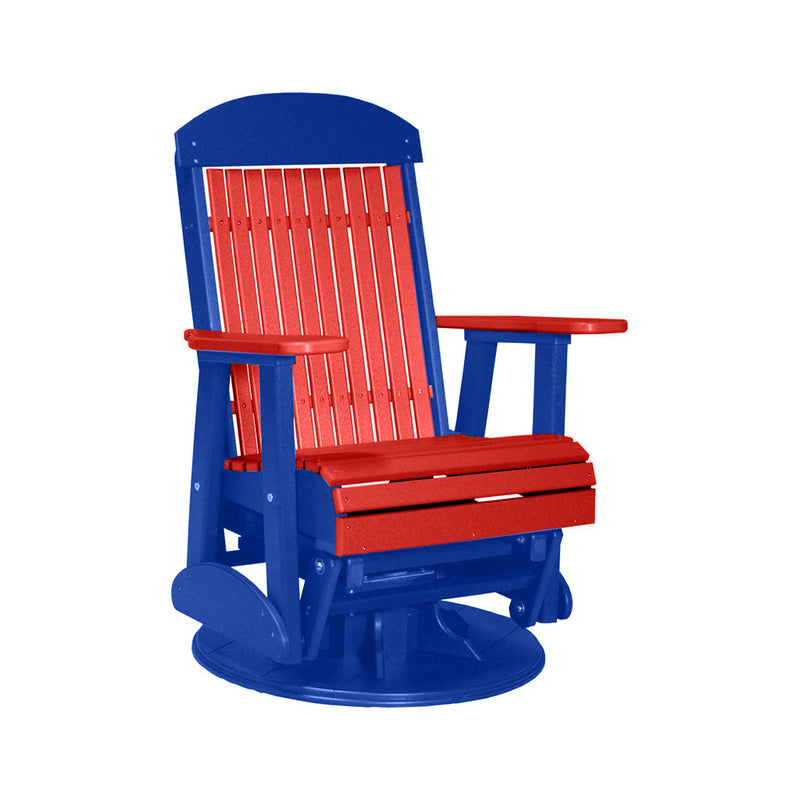 LuxCraft Red 2 foot Classic Highback Recycled Plastic Swivel Glider Chair