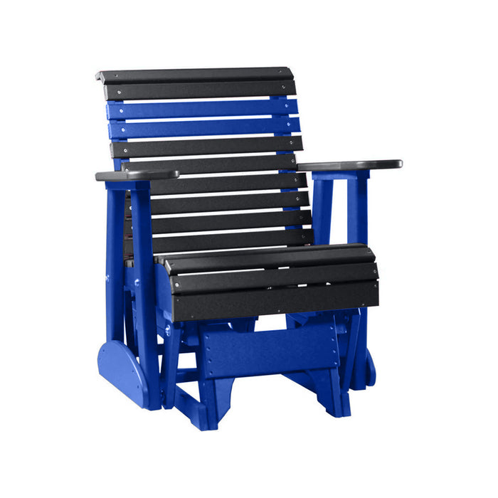 LuxCraft Black 2 foot Rollback Recycled Plastic Glider Chair With Cup Holder