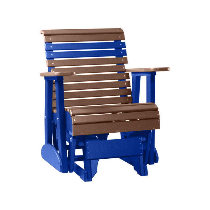 LuxCraft Antique Mahogany 2 foot Rollback Recycled Plastic Glider Chair With Cup Holder