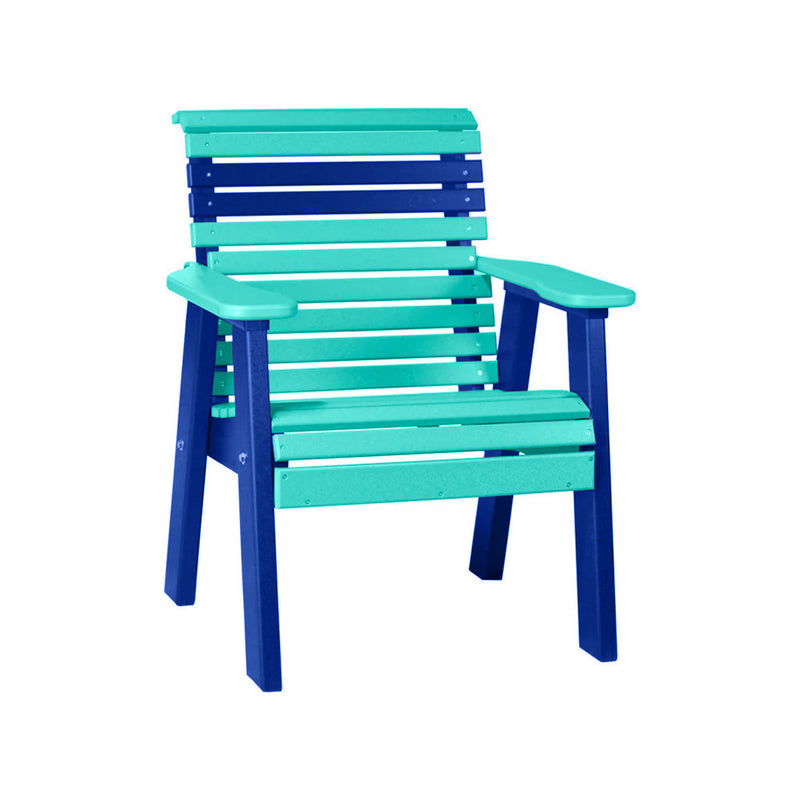 LuxCraft Aruba Blue 2' Rollback Recycled Plastic Chair With Cup Holder