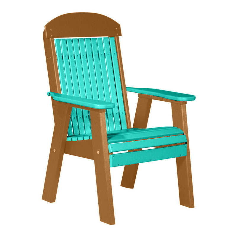 LuxCraft Aruba Blue 2' Classic Highback Recycled Plastic Chair With Cup Holder