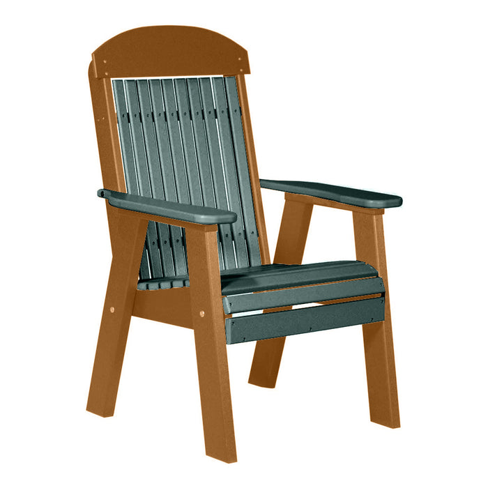 LuxCraft Green 2' Classic Highback Recycled Plastic Chair With Cup Holder