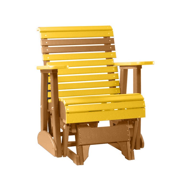 LuxCraft Yellow 2 foot Rollback Recycled Plastic Glider Chair With Cup Holder