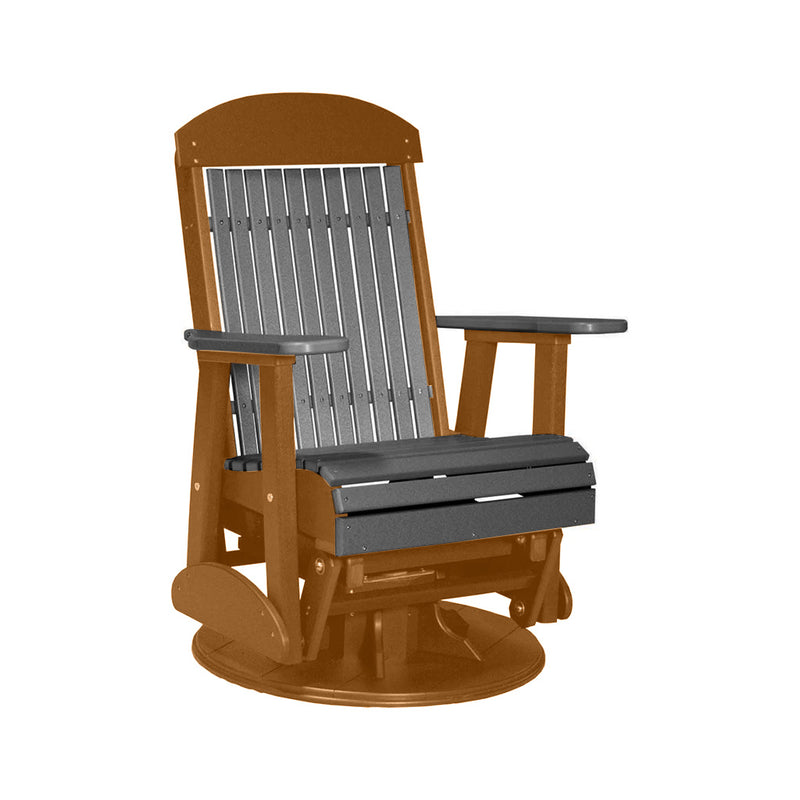 LuxCraft Slate 2 foot Classic Highback Recycled Plastic Swivel Glider Chair