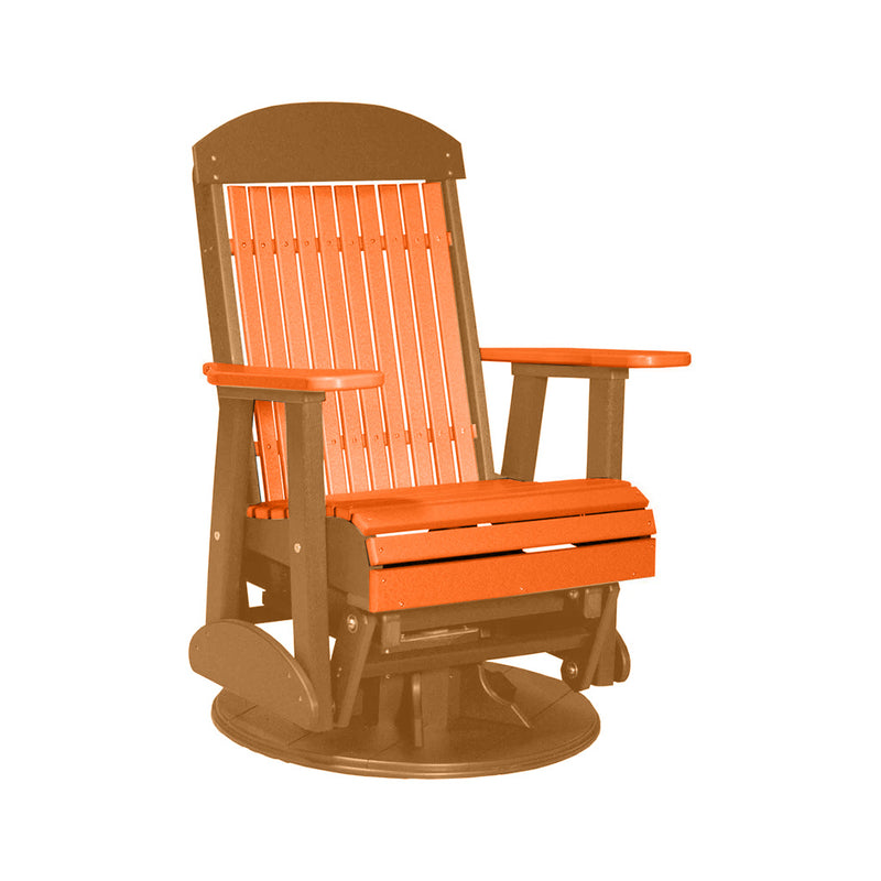 LuxCraft Tangerine 2 foot Classic Highback Recycled Plastic Swivel Glider Chair