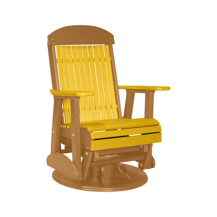 LuxCraft Yellow 2 foot Classic Highback Recycled Plastic Swivel Glider Chair With Cup Holder