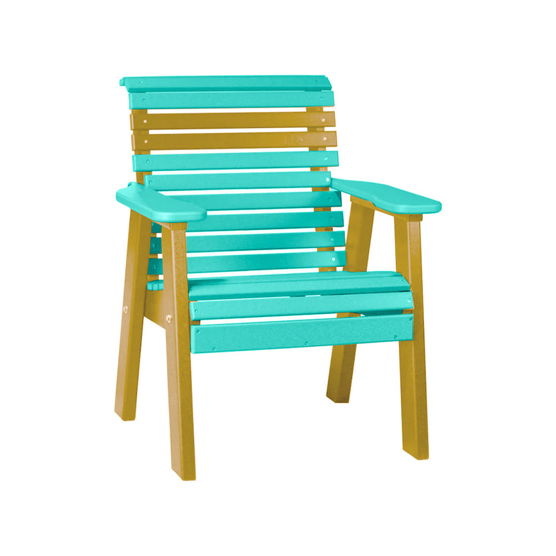 LuxCraft Aruba Blue 2' Rollback Recycled Plastic Chair With Cup Holder