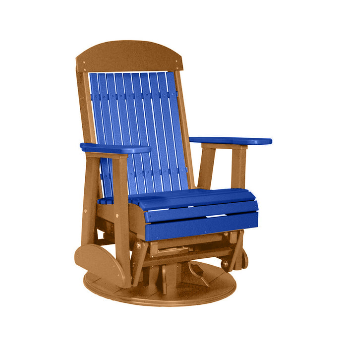 LuxCraft Blue 2 foot Classic Highback Recycled Plastic Swivel Glider Chair