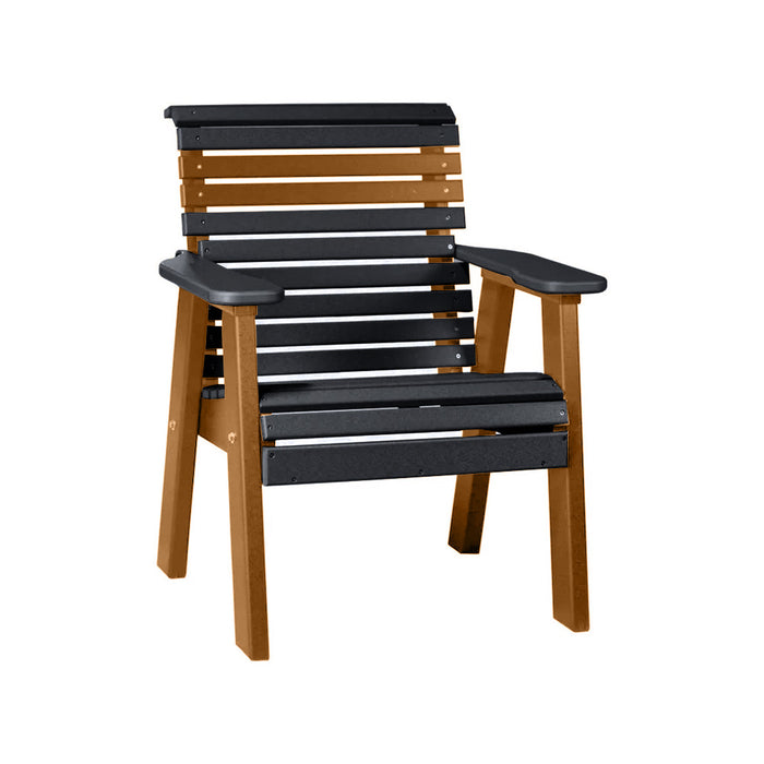 LuxCraft Black 2' Rollback Recycled Plastic Chair With Cup Holder