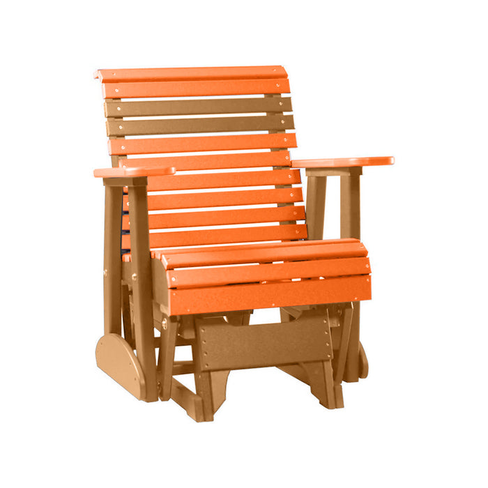 LuxCraft Tangerine 2 foot Rollback Recycled Plastic Glider Chair With Cup Holder