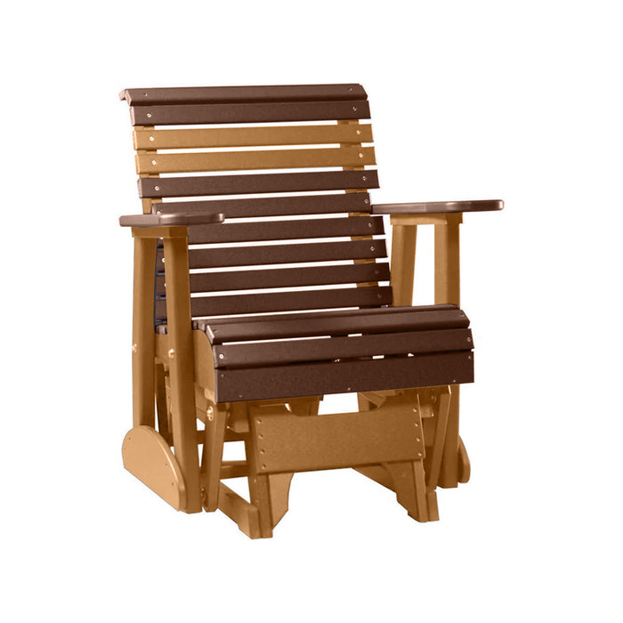 LuxCraft Chestnut Brown 2 foot Rollback Recycled Plastic Glider Chair With Cup Holder