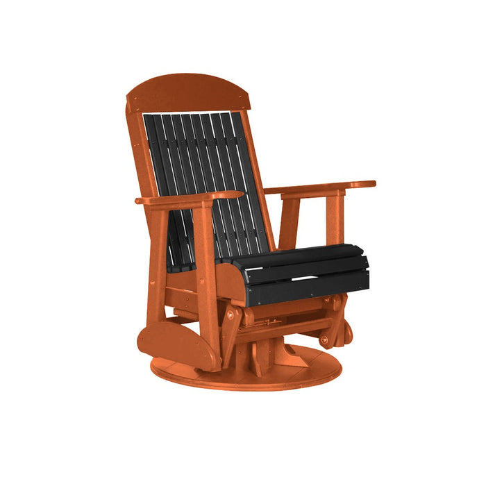 LuxCraft Black 2 foot Classic Highback Recycled Plastic Swivel Glider Chair