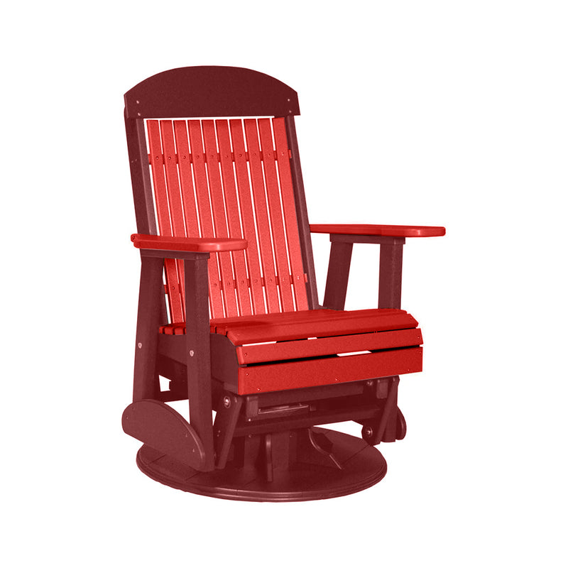 LuxCraft Red 2 foot Classic Highback Recycled Plastic Swivel Glider Chair