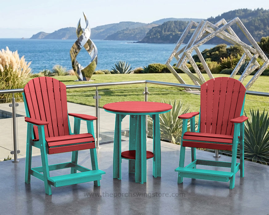 LuxCraft Aruba Blue on Cherrywood Poly Balcony Table Dining Sets