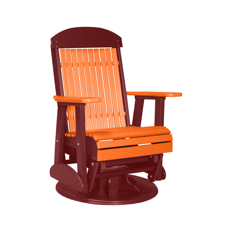 LuxCraft Tangerine 2 foot Classic Highback Recycled Plastic Swivel Glider Chair
