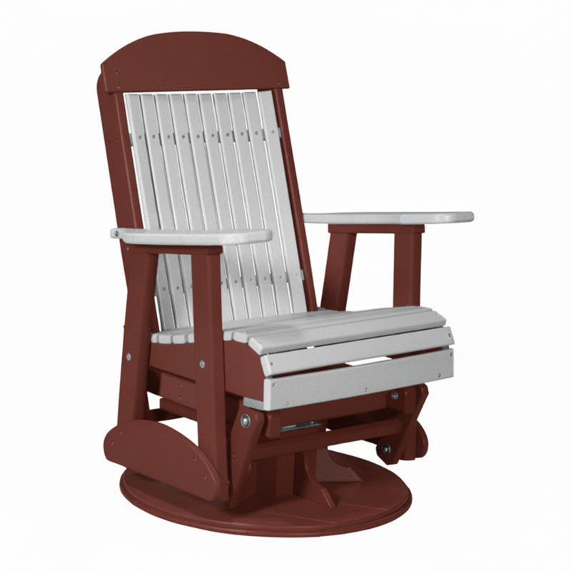 LuxCraft Dove Gray 2 foot Classic Highback Recycled Plastic Swivel Glider Chair With Cup Holder