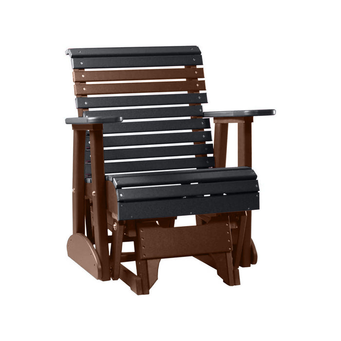 LuxCraft Black 2 foot Rollback Recycled Plastic Glider Chair With Cup Holder