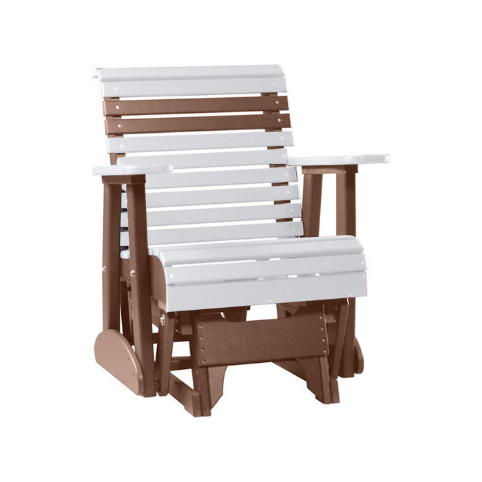 LuxCraft White 2 foot Rollback Recycled Plastic Glider Chair With Cup Holder