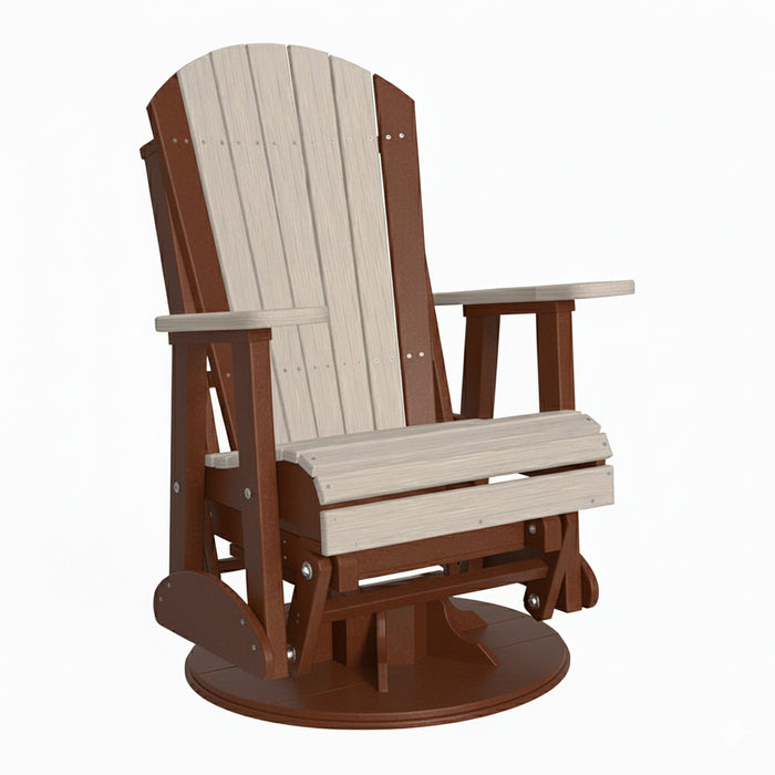 LuxCraft Birch 2 foot Classic Highback Recycled Plastic Swivel Glider Chair With Cup Holder