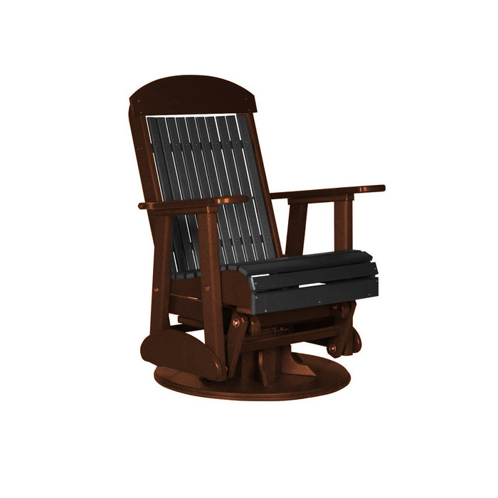 LuxCraft Black 2 foot Classic Highback Recycled Plastic Swivel Glider Chair