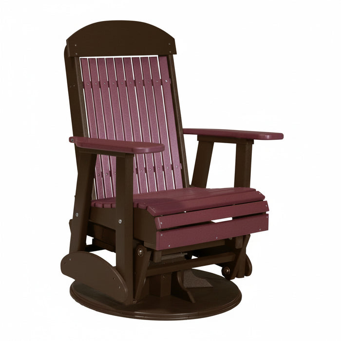 LuxCraft Cherry wood 2 foot Classic Highback Recycled Plastic Swivel Glider Chair