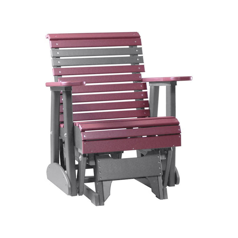 LuxCraft Cherry wood 2 foot Rollback Recycled Plastic Glider Chair With Cup Holder