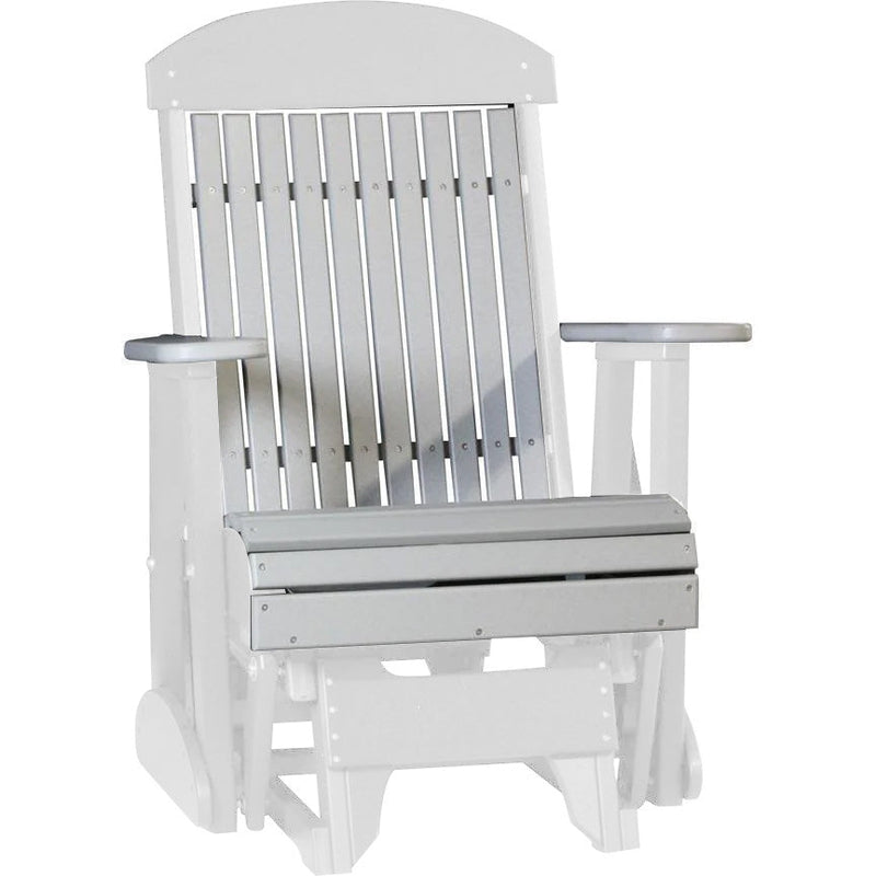 LuxCraft Dove Gray 2 foot Classic Highback Recycled Plastic Glider Chair With Cup Holder