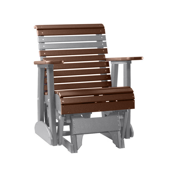 LuxCraft Chestnut Brown 2 foot Rollback Recycled Plastic Glider Chair With Cup Holder