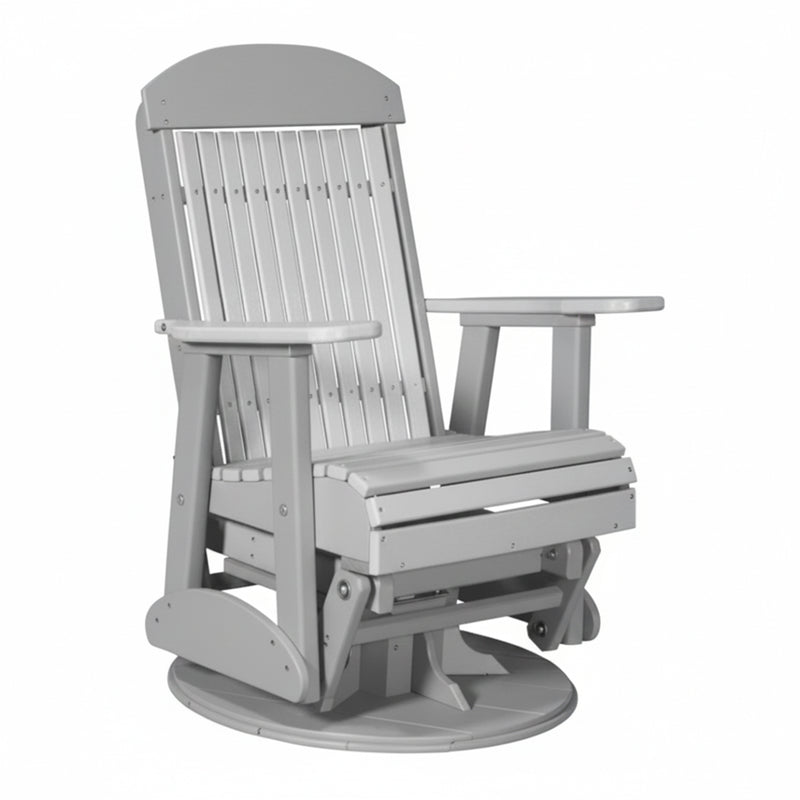 LuxCraft Dove Gary 2 foot Classic Highback Recycled Plastic Swivel Glider Chair