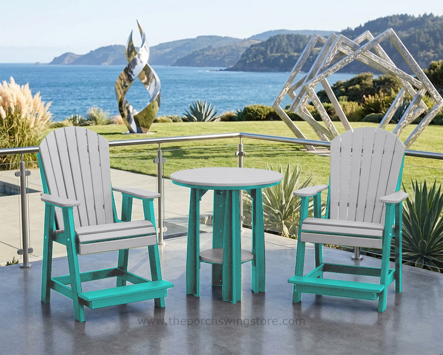 LuxCraft Aruba Blue on Dove Gray Poly Balcony Table Dining Sets