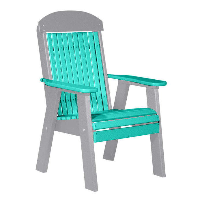 LuxCraft Aruba Blue 2' Classic Highback Recycled Plastic Chair With Cup Holder