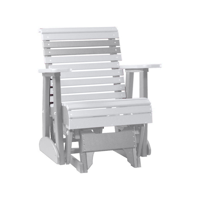 LuxCraft White 2 foot Rollback Recycled Plastic Glider Chair With Cup Holder