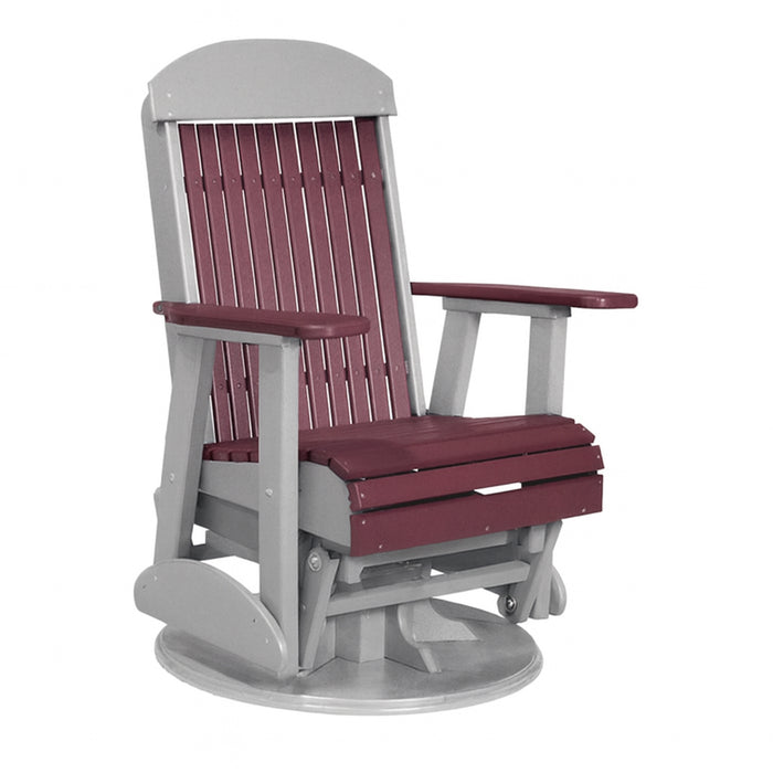 LuxCraft Cherrywood 2 foot Classic Highback Recycled Plastic Swivel Glider Chair