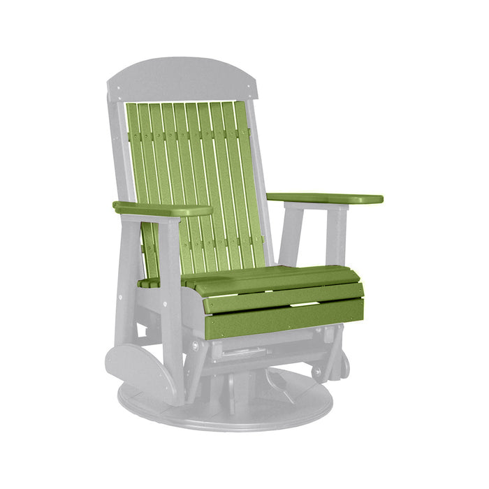 LuxCraft Lime Green 2 foot Classic Highback Recycled Plastic Swivel Glider Chair With Cup Holder