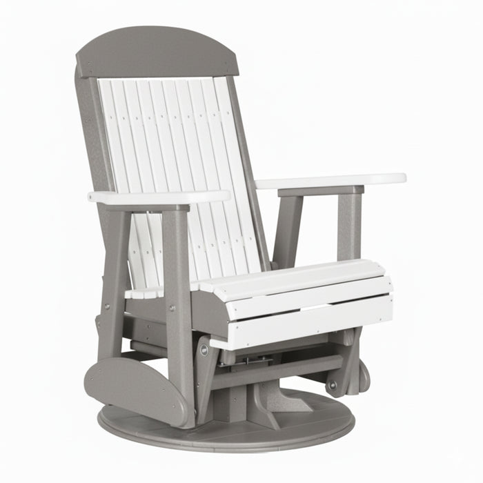 LuxCraft White 2 foot Classic Highback Recycled Plastic Swivel Glider Chair With Cup Holder