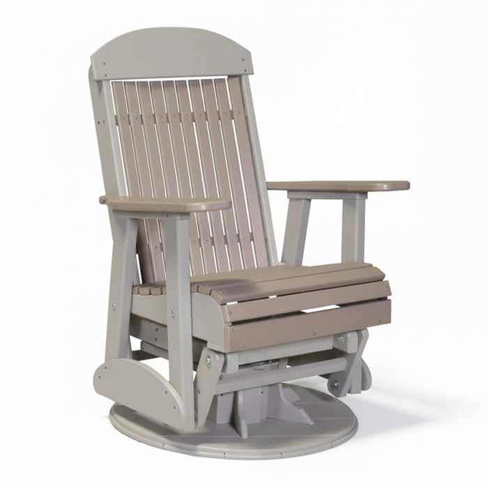 LuxCraft Weatherwood 2 foot Classic Highback Recycled Plastic Swivel Glider Chair