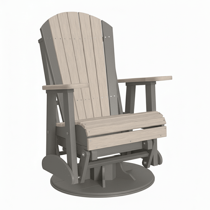 LuxCraft Birch 2 foot Classic Highback Recycled Plastic Swivel Glider Chair With Cup Holder