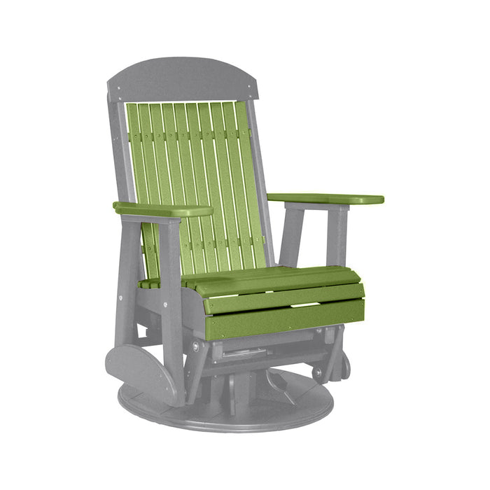 LuxCraft Lime Green 2 foot Classic Highback Recycled Plastic Swivel Glider Chair With Cup Holder
