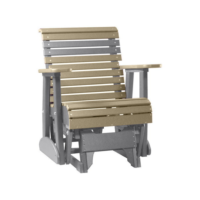 LuxCraft Weatherwood 2 foot Rollback Recycled Plastic Glider Chair With Cup Holder