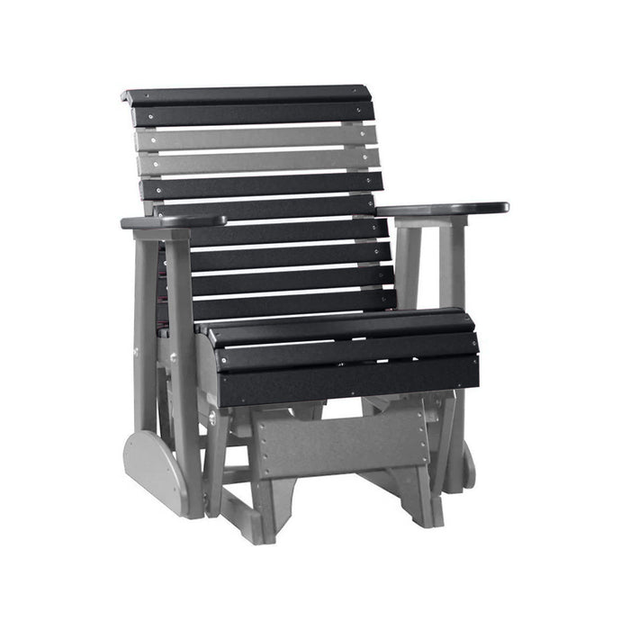 LuxCraft Black 2 foot Rollback Recycled Plastic Glider Chair With Cup Holder